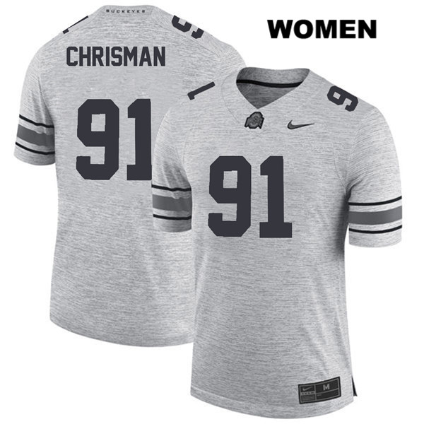 Ohio State Buckeyes Women's Drue Chrisman #91 Gray Authentic Nike College NCAA Stitched Football Jersey XS19T06RA